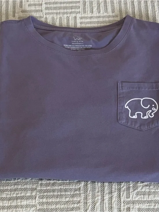 Ivory Ella Long Sleeve Pocket Tee – Purple | Size Large - Picture 8 of 8